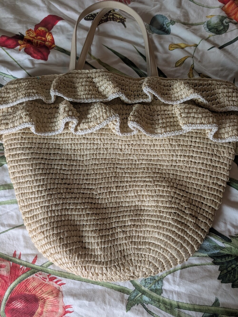 BTB Ruffle Raffia Tote Bag Large - Picture 2 of 6